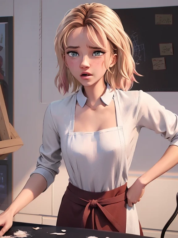 Realistic, realismo, fotorrealismoo, photo-realistic, alto contraste, (fotorrealista:1.4), (figura feminina perfeita), 8k high definition detailed realistic, (best quality, master part:1.2), photon maping, radiosidade, Physically-based rendering, best quality, altamente detalhado, 1girl, ao ar livre, Capuz, (((apron))), ((nude)), angry, small , ((((messy hair)))), ((blushing a lot))