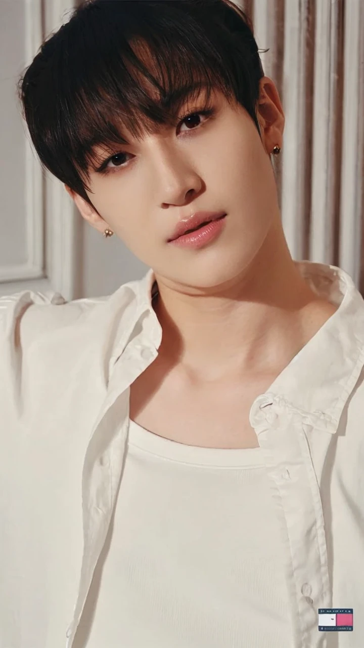 Brown eyes, hairstyle hair, slightly small nose