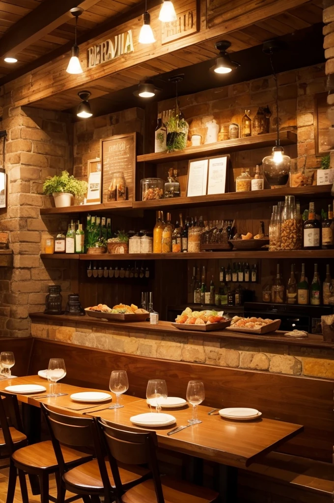 A restaurant inside that has the northern culture of Brazil as its theme, it is represented by pictures, decorations, etc