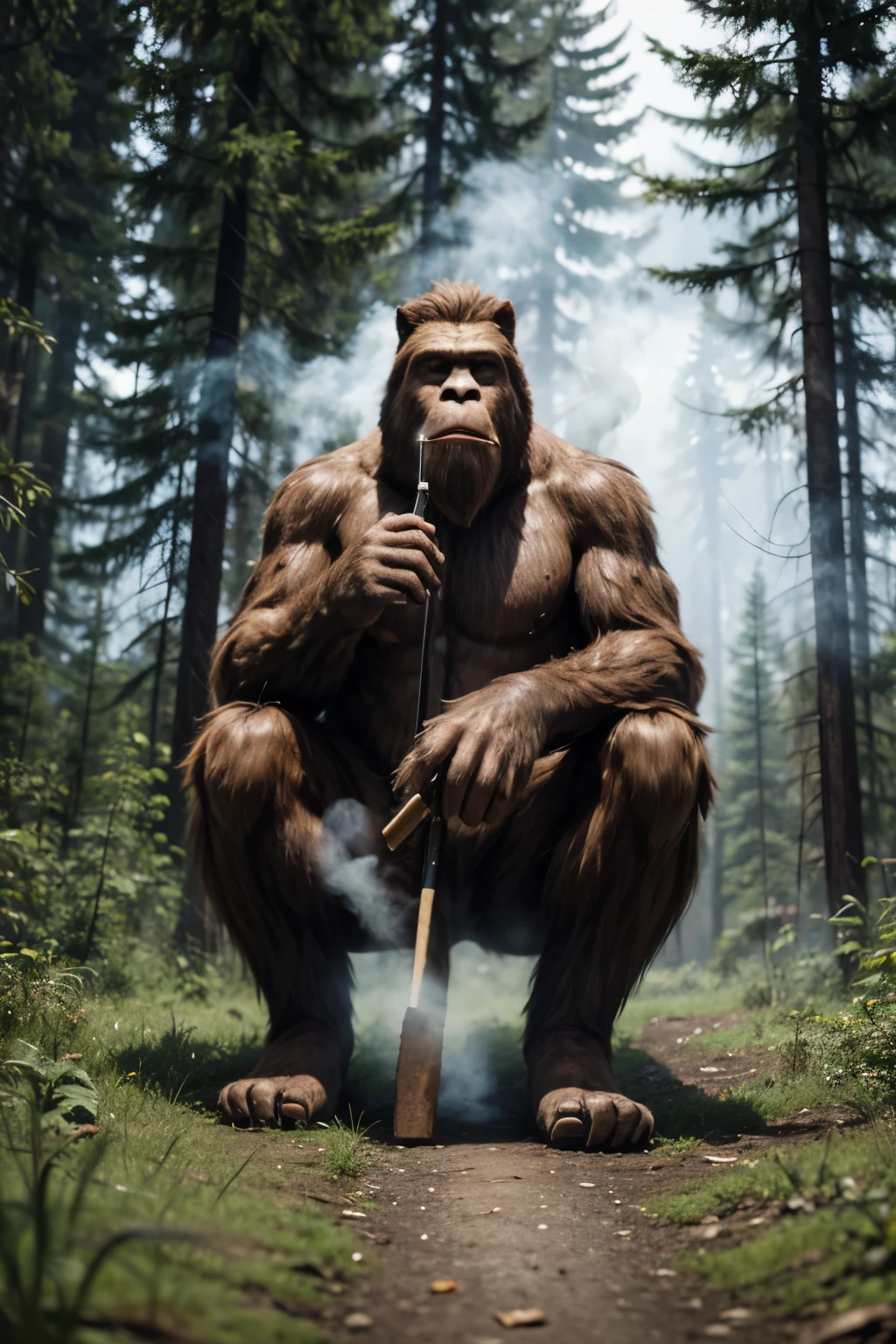 Bigfoot smoking