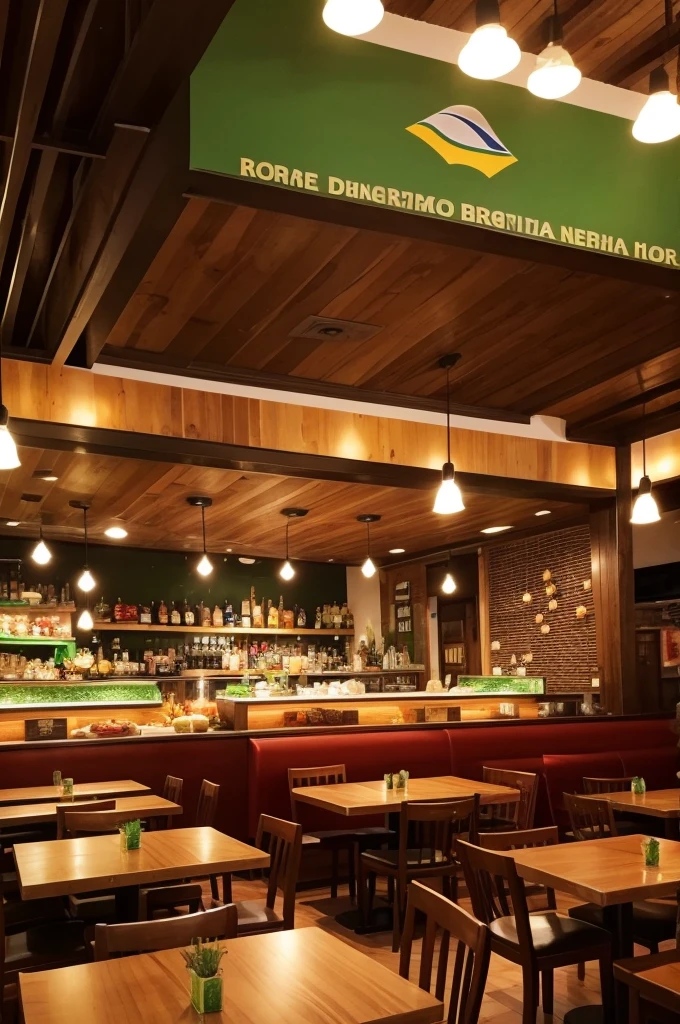 A restaurant inside that has the northern culture of Brazil as its theme, it is represented by pictures, decorations, etc
