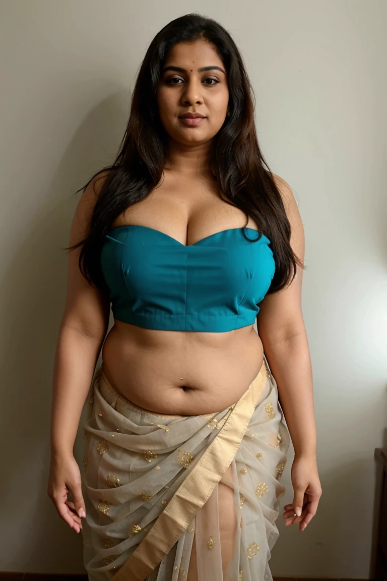 Mallu chubby aunty in saree, showing cleavges 