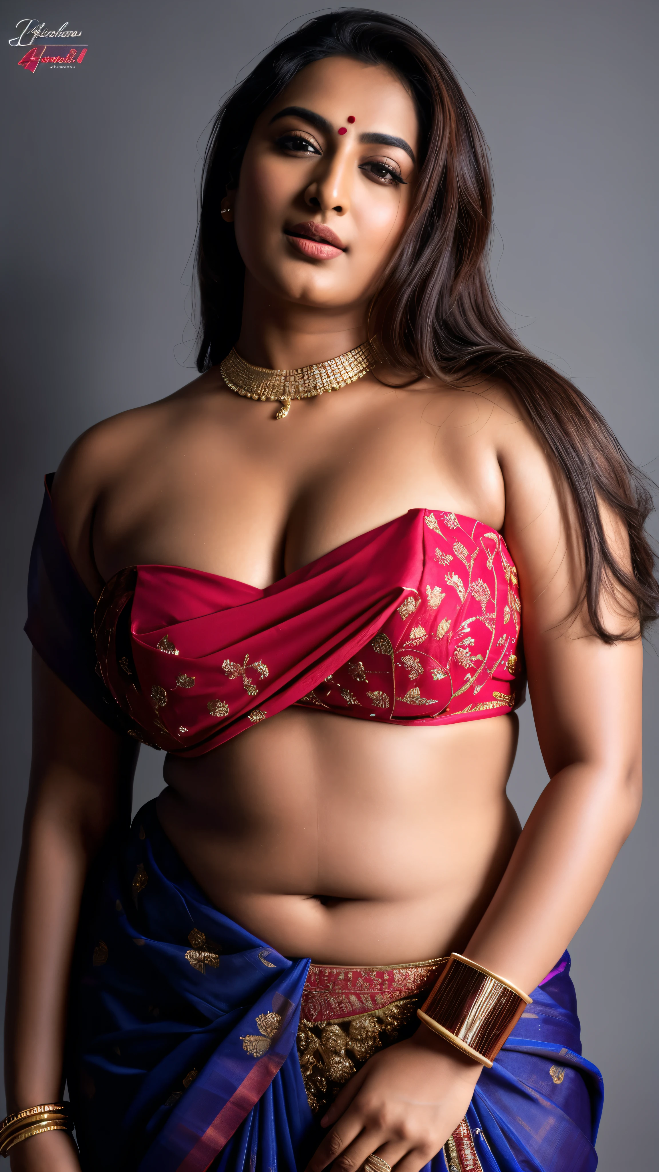 Foto RAW, photorealistic, photography, full body shot, master shot, perfect eyes, goddess like beauty, pierced eyes, perfect thick chubby mallu Desi aunty bhabhi, Wearing a Stanapatta, a chest-band.Saree model, model Photography, Indian saree shoot, Indian traditional wear advertising photography, traditional wear brand shoot, face of Indian actress Sonakshi Sinha, masterpiece, realistic, realism, incredible details, pleasure, photorealism, detailed skin, skin pores, high contrast, photorealistic Artstation 8k HD digital art trend of high definition and detailed realistic skin texture, ultra detail, realistic skin texture, armature, best quality, ultra high definition, (photorealistic:1.4),, high resolution, detail, raw photo, sweat, Re sharp, by Lee Jefferies Nikon D850 Film Stock Photo 4 Kodak Portra 400 Camera F1.6 Lens Rich Color Ultra Real Realistic Realistic Textures Dramatic Lighting Unreal Engine Trending at Art Station Cinestill 800,(pele altamente detalhada: 1.2), 8k UHD, DSLR, soft-lighting, alta qualidade, grain of film, Fujifilm XT3,she didn't like to wear blouse or bra, she is happy to wear only saree, she hates blouse or bra, detailed hairy armpits, hyper realistic skin, skin pores, sweat, veins,