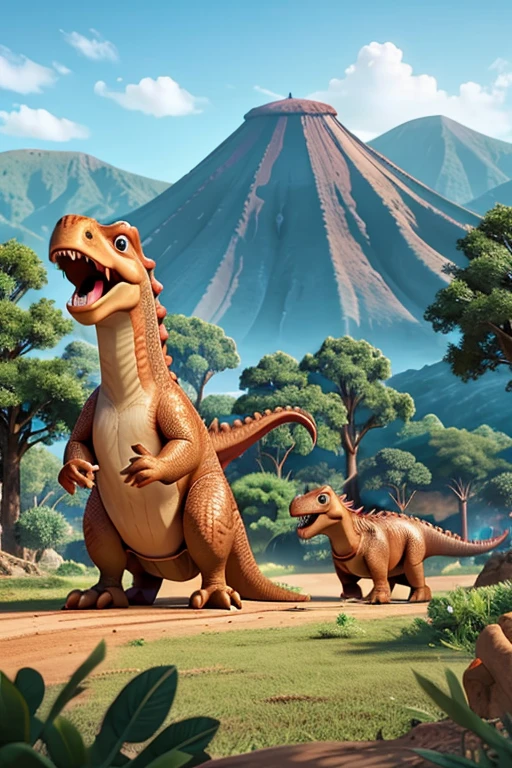 place where dinosaurs lived t-rex volcano