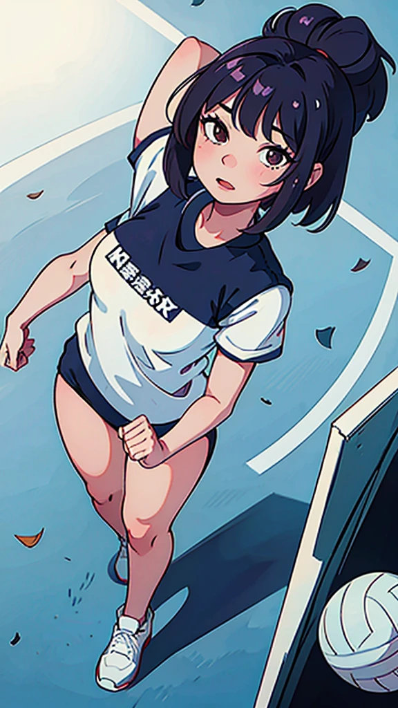 Asian lady in volleyball uniform full body standing