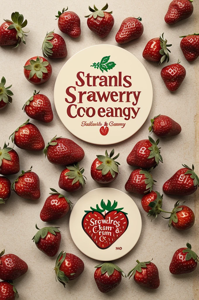 A round logo for a strawberries and cream company