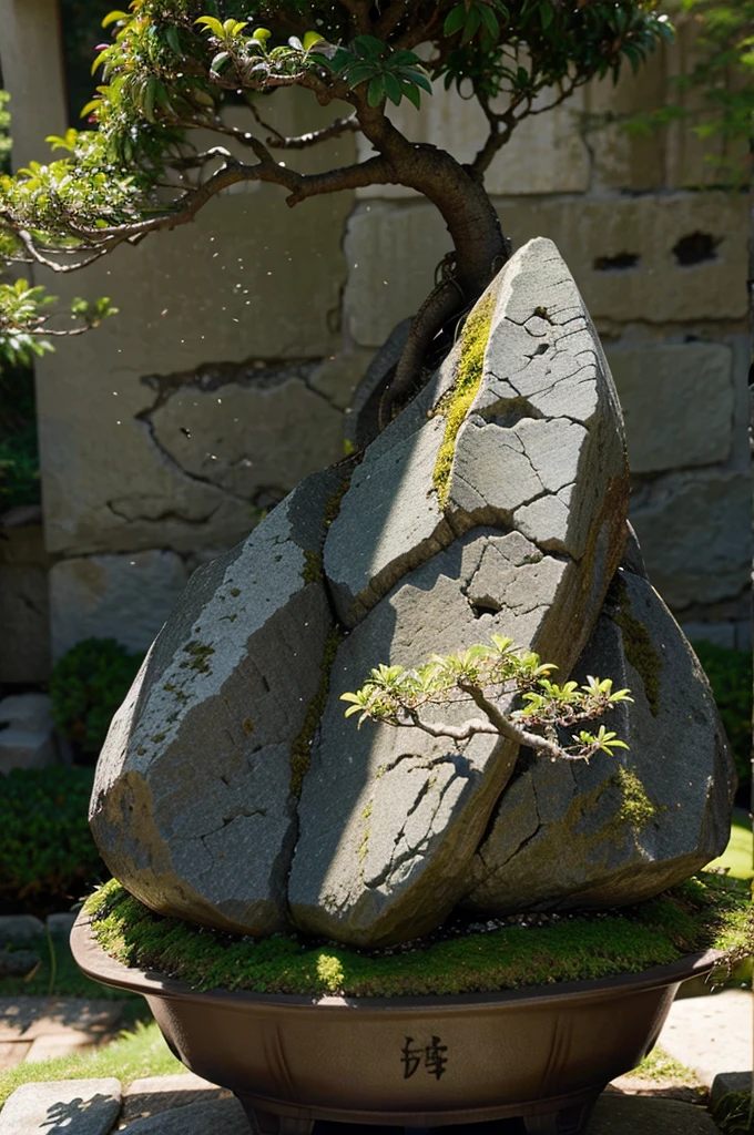 Fantasy hidden bonsai and rock