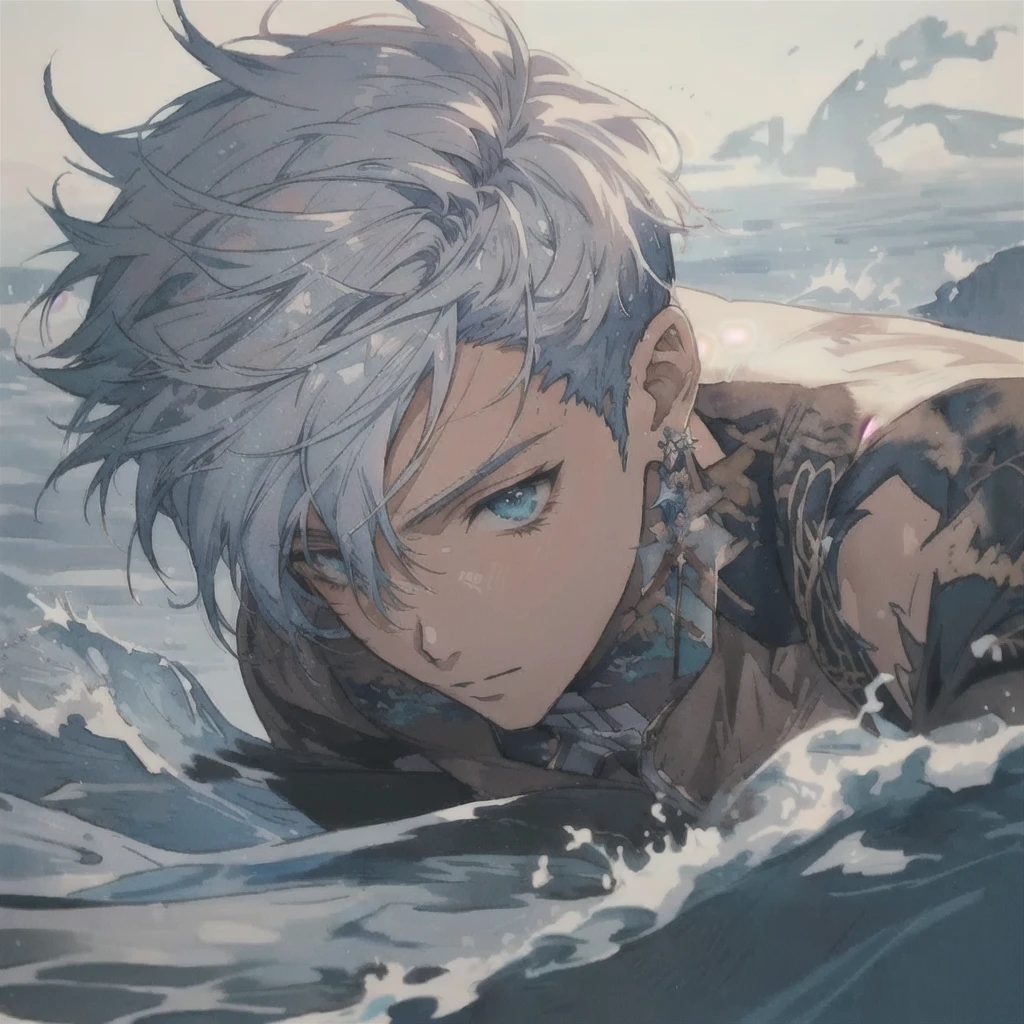anime, anime boy, water, water, watercolor, watercolor, watercolor, watercolor, watercolor, watercolor, watercolor, watercolor, handsome guy in demon slayer art, clean detailed anime art, detailed anime character art, detailed digital anime art, male anime character, wallpaper anime blue water, male anime style, anime boy, trending anime art, trending on artstation pixiv, in the style of guweiz