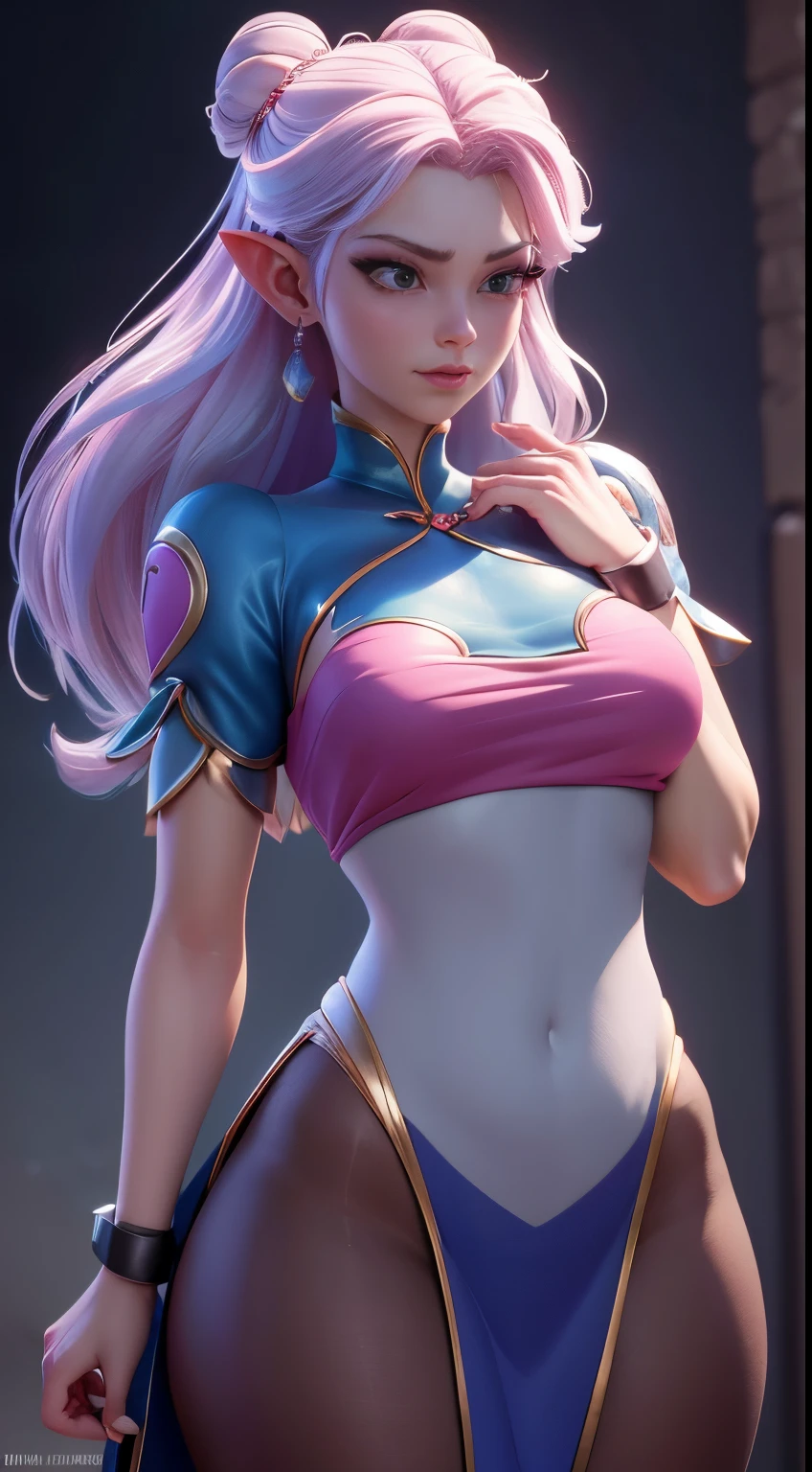 elf girl (rose quartz SU-Elsa Frozen Disney Tinker waiFu mixing models .) (ultra FUSION of white and pink hair) Highly detailed CG Unity 8k wallpaper, style shot, Complex, high detail, dramatic, Highest quality film still image, Very detailed, Masterpiece, Best Quality, character design, Elsa, Elsa the Frozen,Pink Diamond Fusion (( Dark style)), realistic and ultra detailed rendering style, natural light, sharp character design, (hard focus, 8k), (((natural skin texture))), texturas 8k, Soft cinematic lighting, adobe light room, dark room, HDR, sophisticated, elegant, rich detail, Sharp focus appearance) )), calming tones, Frenzy of details, intricate detail, super detail, low contrast, Soft film lighting, muted colors, Exposure Mix, HDR, Desteñir, 35mm, F/1.4, THEY ARE LIKE THIS, F 16, 25 sec.