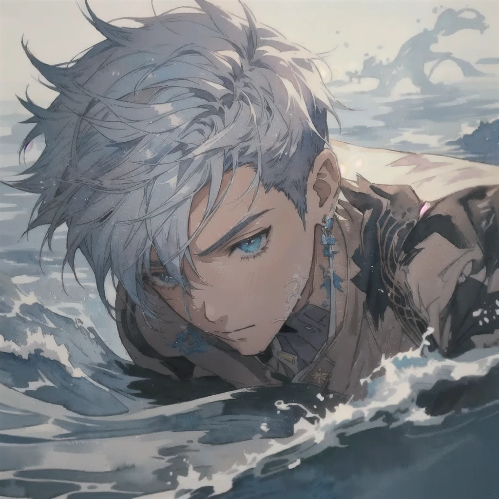anime, anime boy, water, water, watercolor, watercolor, watercolor, watercolor, watercolor, watercolor, watercolor, watercolor, handsome guy in demon slayer art, clean detailed anime art, detailed anime character art, detailed digital anime art, male anime character, wallpaper anime blue water, male anime style, anime boy, trending anime art, trending on artstation pixiv, in the style of yuumei