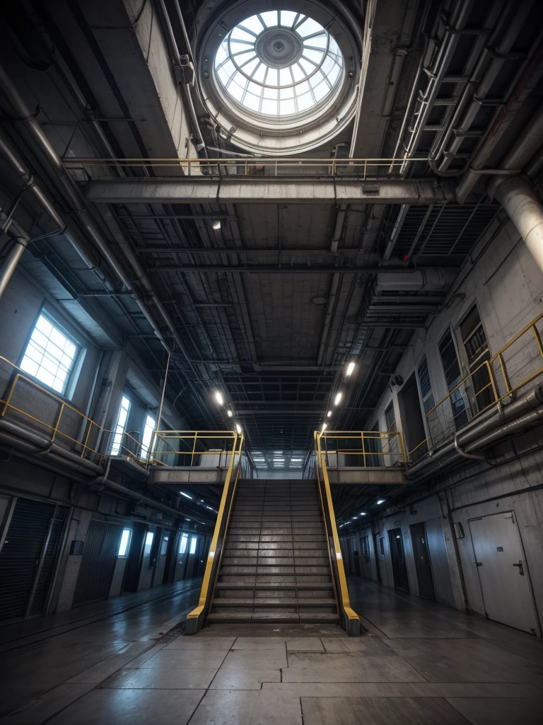 Technological underground base, with several floors and places