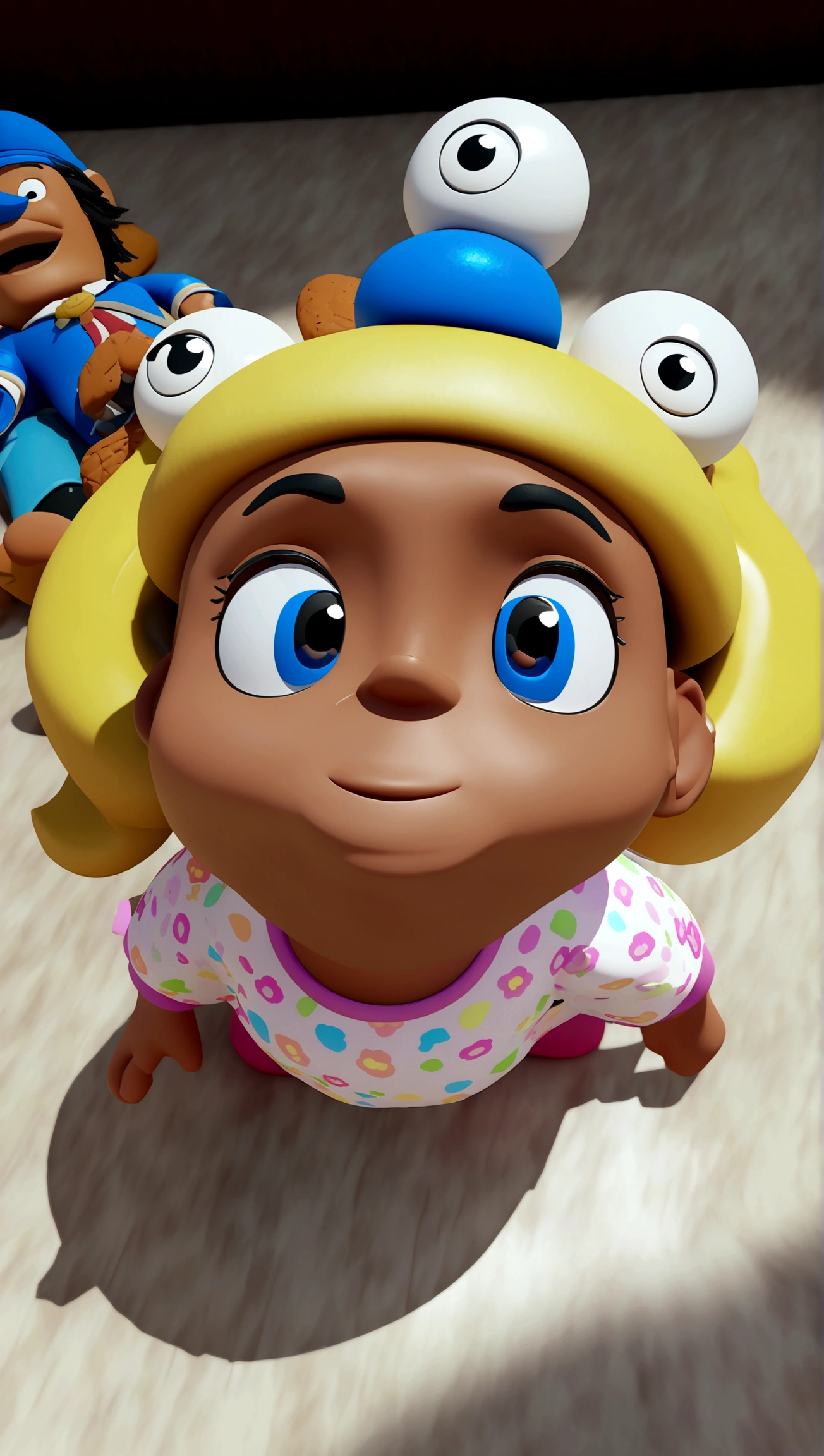 Cartoon character of a man in black glasses and blue shirt, an animated character, stylized character, animation style rendering, 3d stylized, Arnold Maya rendering, Stylized 3D rendering, toon render screenshot, 3d character, 3d character, Stylized 3D rendering, 3D character rendering, cartoon character, Personagem de close up, character posing, (Pixar-style) (master part:1.2) (bokeh) (best qualityer) (skin detailed) (detailed texture) (8K) (Argilla) (cinematic lighting) (sharp focus,Sit down and lift your upper body