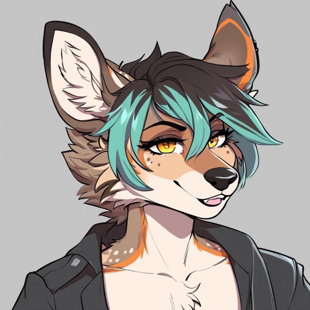 Wolf deer mix, anthro, furry, androgynous, 