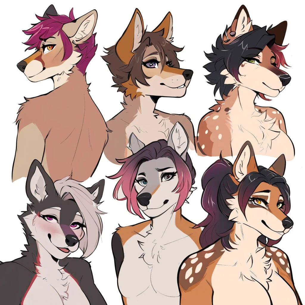 Wolf deer mix, anthro, furry, androgynous, 