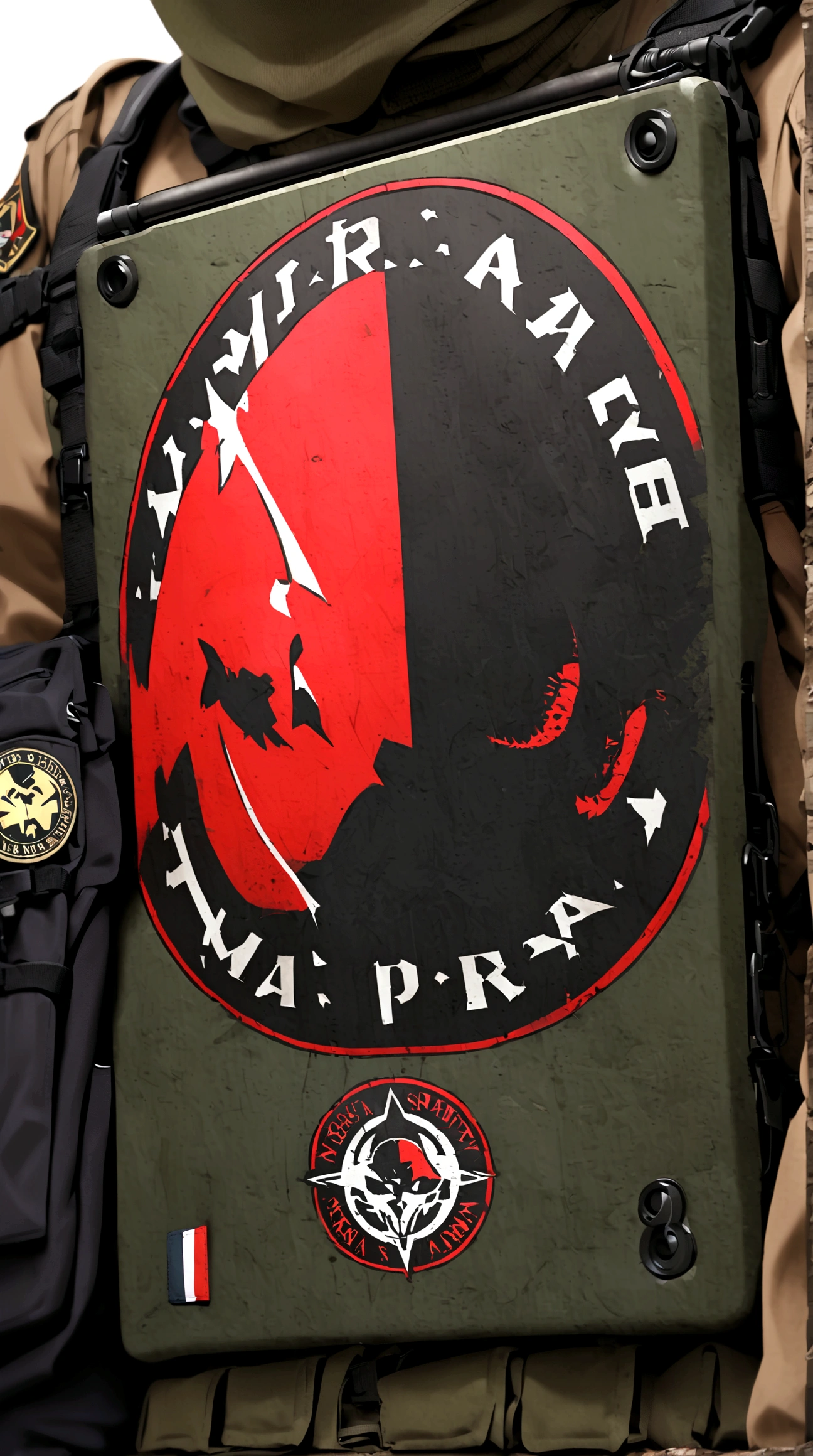 Army patch logo, PMC logo, shield with three headed snake, hydra logo, three headed hydra logo, Army patch, shield patch