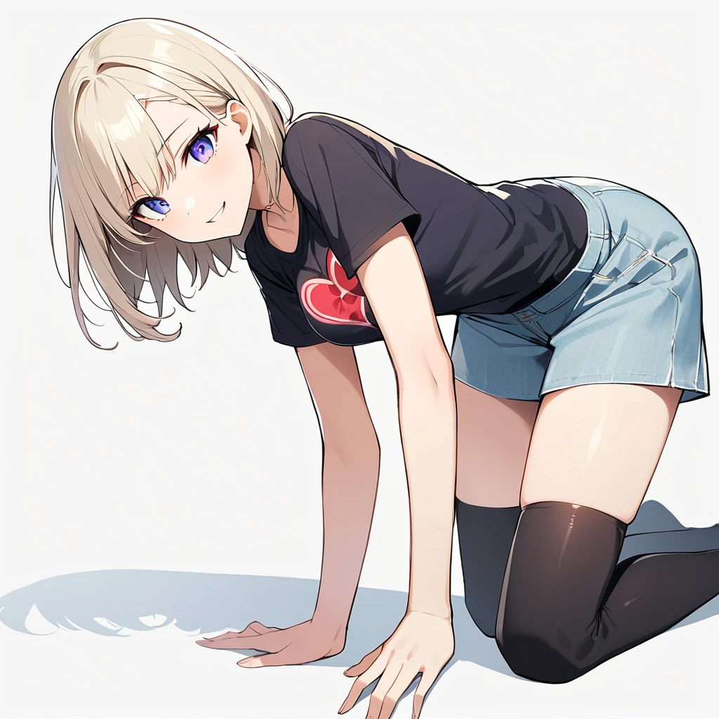 16k works,Highest quality,18-year-old,No background.White background only,whole body、Kneel,Dynamic and sexy pose, One person, beautiful顔,, Symmetrical eyes, Perfect body, Good balance、 Perfect body、Very short hair, beautiful, lover, Rough chest T-shirt, beautiful Soldier, Eyes that beckon the viewer, loverの視点, Attractive expression, Sexy smile, Perfect Style, Perfect balance, Detailed skin, Mischievous Gaze, I can see your chest