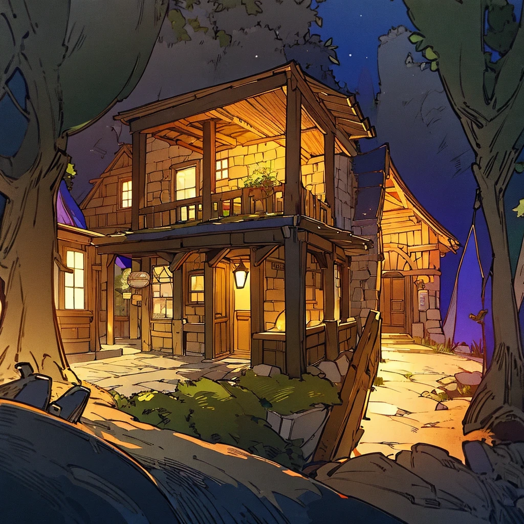 a close-up of a house with a light on in a dark forest, medieval Tavern, Tavern background, a multidimensional cozy Tavern, fantasy Tavern background, Tavern, medieval house, medieval fantasy game art, alchemy Tavern, print shop, point-and-click adventure game, fantasy medieval city, medieval concept art, fantasy city scenery, taverna emoji, taverna emoji, taverna emoji, taverna emoji