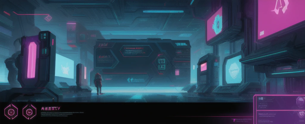 Game screen, Game main menu, futuristic cyberpunk main menu design and layout