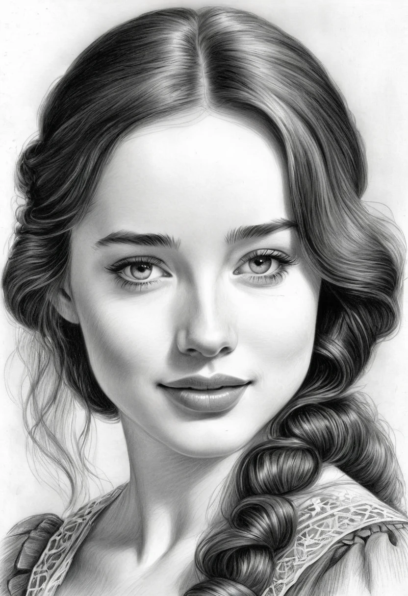 A pencil sketch of a beautiful victorian women who looks like Anna Popplewell