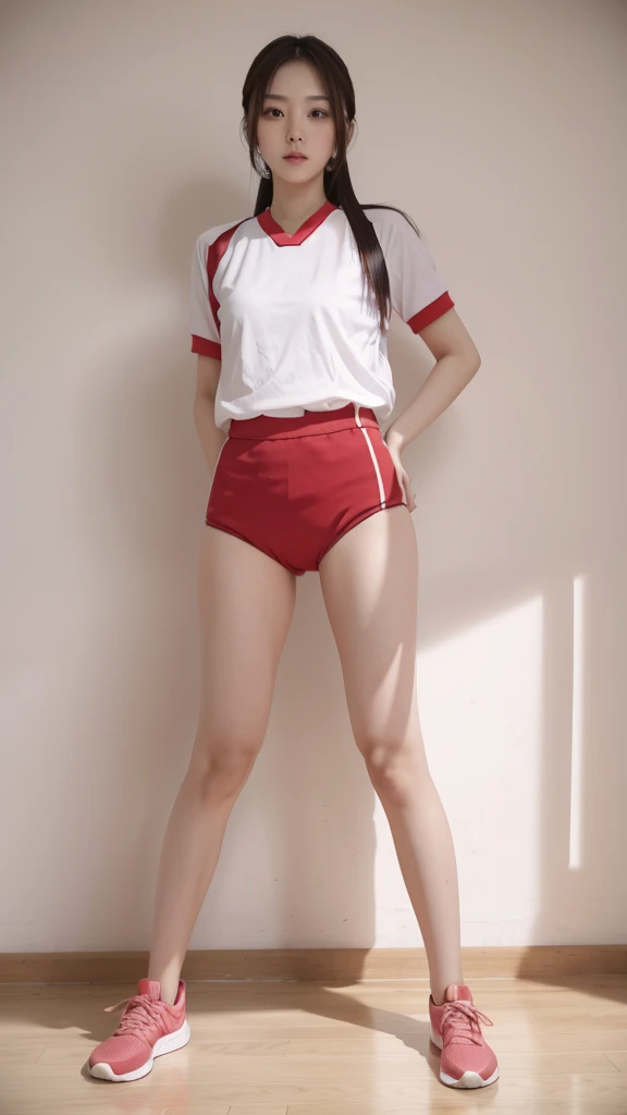 Chinese lady in volleyball uniform full body standing  Kodachrome 