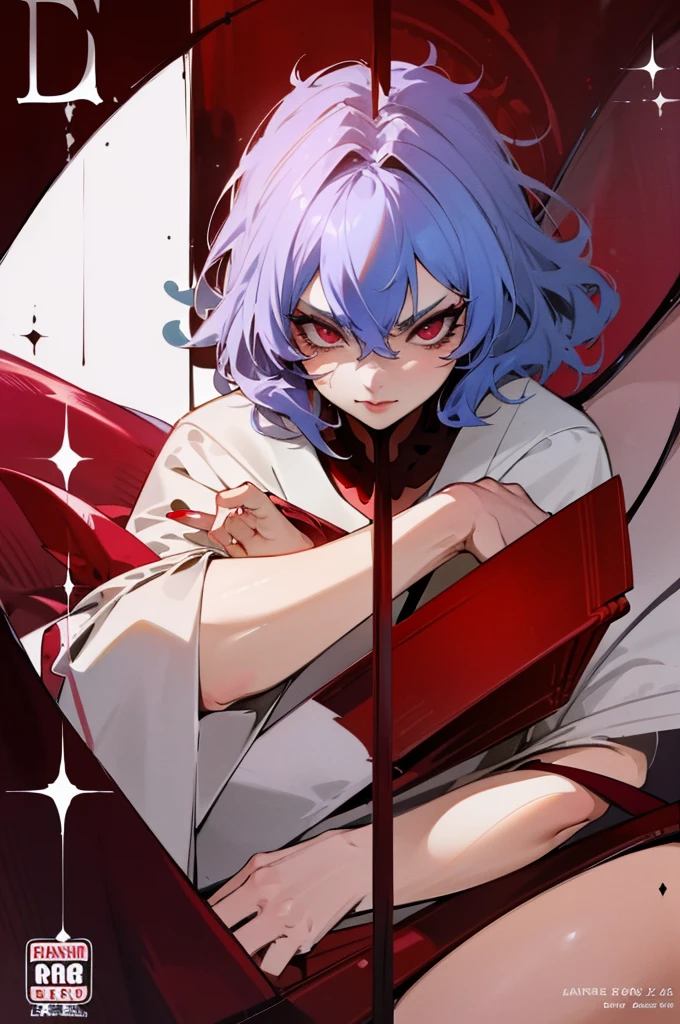 remilia scarlet in cover magazine. magazine cover (LO comic)/ glossy. Beautiful. Professional character design. Masterpiece. Expensive. Beautiful cover. Finest detailing. Fine work. Meticulous. Harmonious. High quality. Fingers are detailed in high-quality detail. Beautiful face and eyes. Beautiful pose for a magazine cover. Japanese inscription at the top left Scarlet
