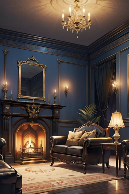 Interior, victorian Manor with reliquies, (((Nigth))), (((moonligth enters the living room)))