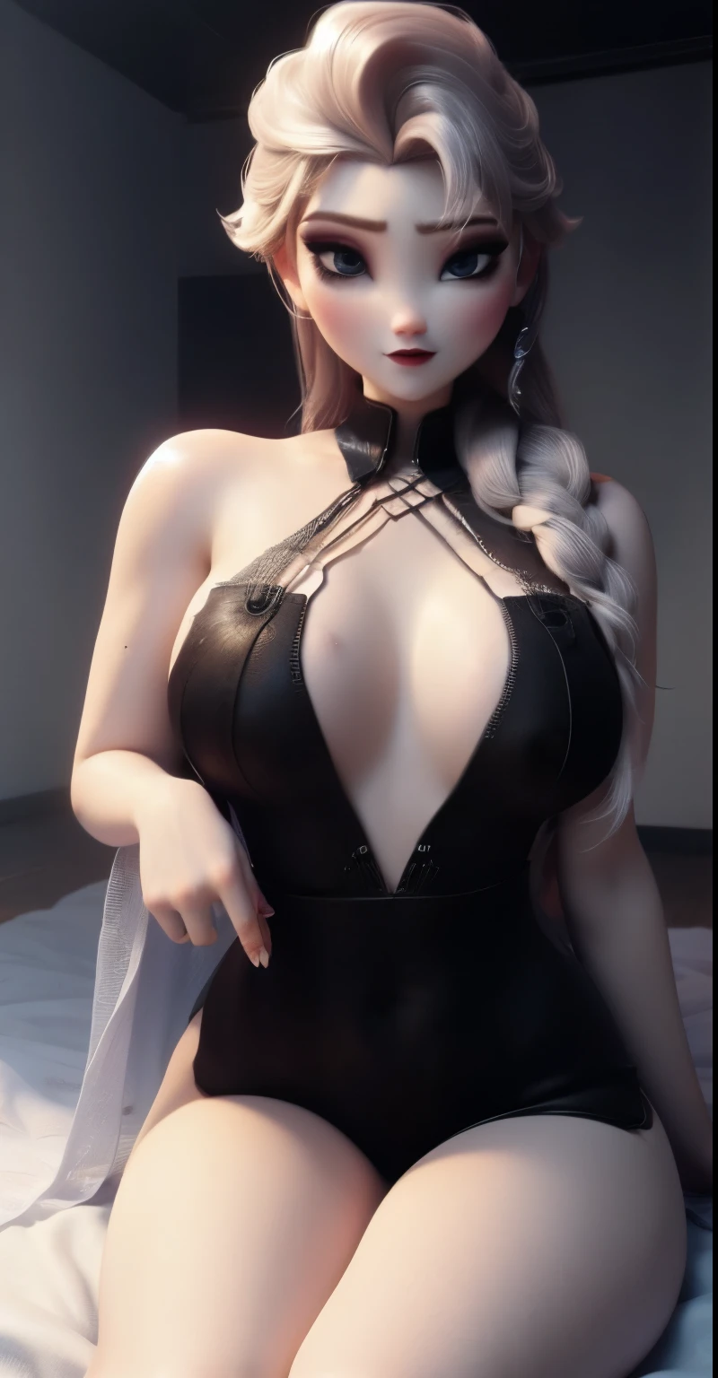 Elsa,chubby face,invent,face detail,blush,purple eye shadow, rose in hair,arise from,simple background, looking to the side,half shirt, White dress, No blouse, without bra, visible chest peak, (big tits) (big breasted) (fully exposed chest) ( naked and visible nipple) (big tits) (big breasted) (fully exposed chest) ( naked and visible nipple) big tits) (big breasted) (fully exposed chest) ( naked and visible nipple