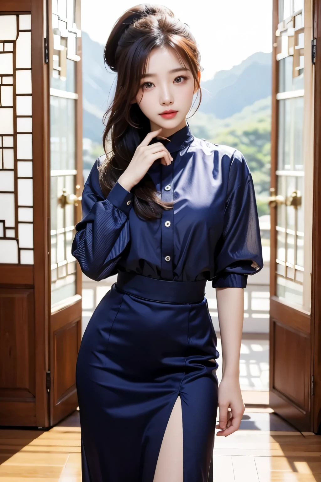 ulzzang-6500-v1.1, (raw photo:1.2), (photorealistic:1.4), beautiful detailed girl, very detailed eyes and face, beautiful detailed eyes, ridiculous, incredibly ridiculous, huge file size, super detailed, high resolution, very detailed, best quality, masterpiece, ((cheongsam)), illustration, very detailed, CG, unified, 8k wallpaper, amazing, fine detail, masterpiece, best quality, Very detailed CG uniform 8k wallpaper, face light, movie lighting, 1girl, , ((no panties)), ((dynamic pose))), (half), (pantyhose)), ((silver white long hair)))