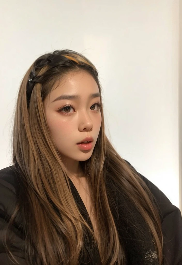 korean, Bblack hair, black eyes, pink mouth, Asian girl, Youngh