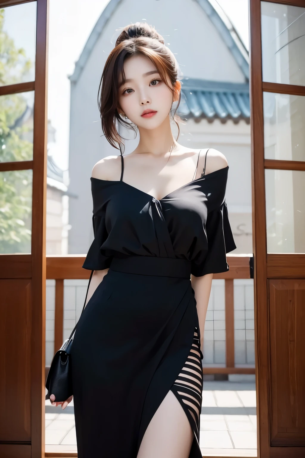 Beautiful Korean woman with fantastic background,