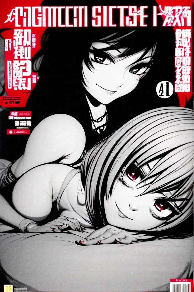 remilia scarlet in cover magazine. magazine cover (LO comic)/ glossy. Smile. Beautiful. Professional character design. Masterpiece. Expensive. Beautiful cover. Finest detailing. Harmonious. High quality. Fingers are detailed in high-quality detail. Beautiful face and eyes. Beautiful pose for a magazine cover. Japanese inscription at the top left Scarlet
