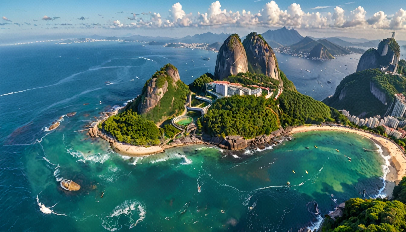 Reality,4K,8K, Vibrant and colorful landscape ,Brazil,Rio de Janeiro,Christ the Redeemer ,Ocean,With bold brushstrokes and unnatural colors,vibrating color, Inspired by Henri Matisse.