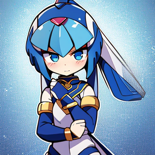 Leviathan_Megamanz, 1 Girl, looking at viewer, blue hair, Blue eyes, Simple background , Blushed , , Wedding ring, Glasses, chibi, Poster in hands