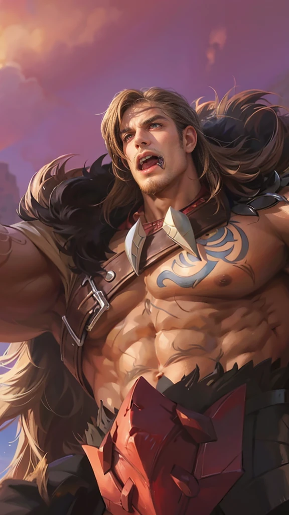 Best quality, masterpiece, detailed skin texture, detailed clothes texture, detailed face, super detail, 8k, intricate detail, 1 man, The color doesn't change, Muscle man, 1 man, strong brown eye (red eye:1.2), lots hair, beard.