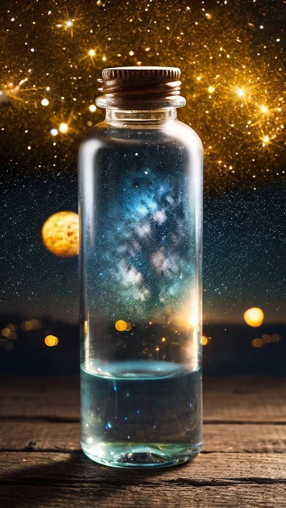 masterpiece、Highest quality、(A very delicate and beautiful starry sky scene trapped in a bottle)、World Masterpiece Theatre、High resolution equirectangular projection、Highest quality、Awareness-raising、material、canvas、oil、realism、Realistic