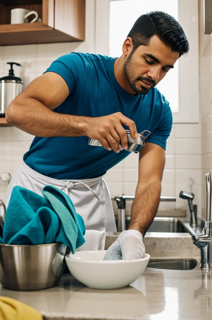 Man washing dishes
