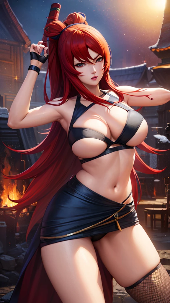 a close up of Mei Terumi from Naruto with red hair, sexy body, large breasts, beautiful character painting, guweiz, artwork in the style of guweiz, red haired deity, by Yang J, epic exquisite character art, stunning character art, by Fan Qi, by Wuzhun Shifan, guweiz on pixiv artstation