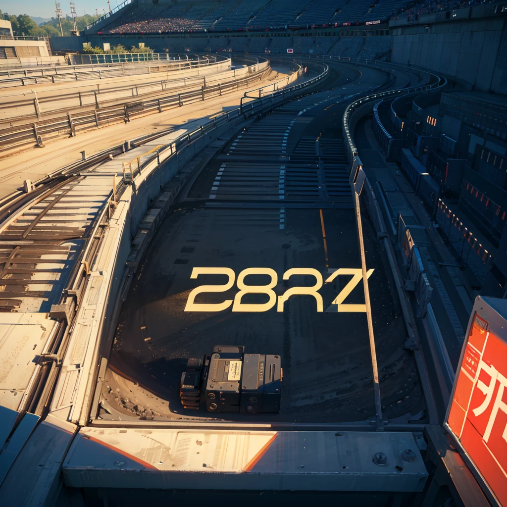Speedway, letter, eight tracks, full view from above, no back ground.