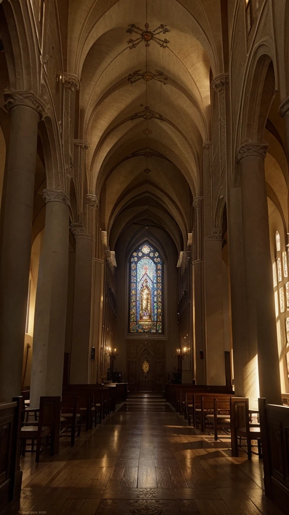 a catholic monastery, byzantine architecture, monks praying, spiritual atmosphere, candlelight, divine connection, serene tranquility, ancient walls, echoing prayers, deep spiritual communion, detailed architecture, ornate interior, glowing candles, pious devotion, ornate religious icons, diffused lighting, atmospheric mist, soaring ceilings, stained glass windows, photorealistic, cinematic lighting, muted color palette, sacred geometry, masterpiece, best quality, 8k, ultra-detailed, realistic
