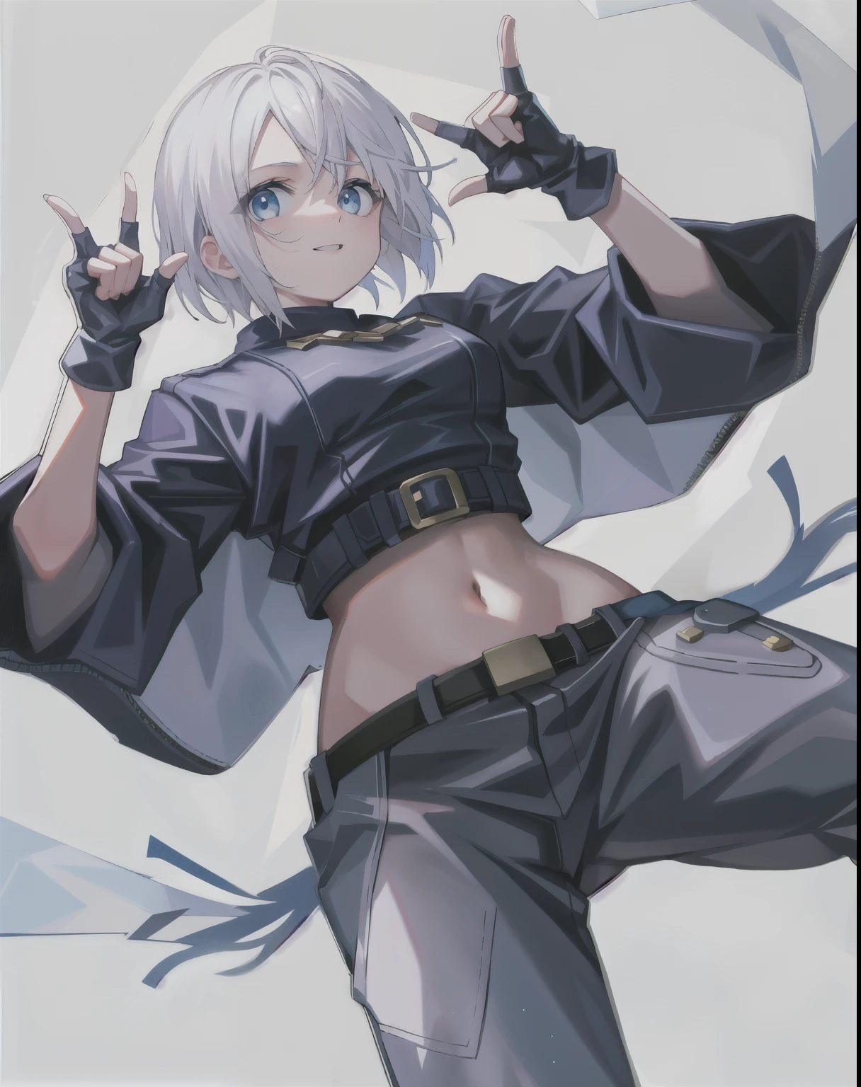 White-haired animated woman, fullbody shot, cowboy shot