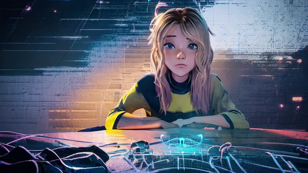 anime girl, fully body, gasoline, Capa do álbum Anime Phonk Brain Sick, music, sound waves, with neon yellow and black colors
