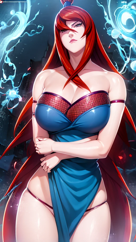 a close up of Mei Terumi from Naruto with red hair, sexy body, large breasts, beautiful character painting, guweiz, artwork in the style of guweiz, red haired deity, by Yang J, epic exquisite character art, stunning character art, by Fan Qi, by Wuzhun Shifan, guweiz on pixiv artstation