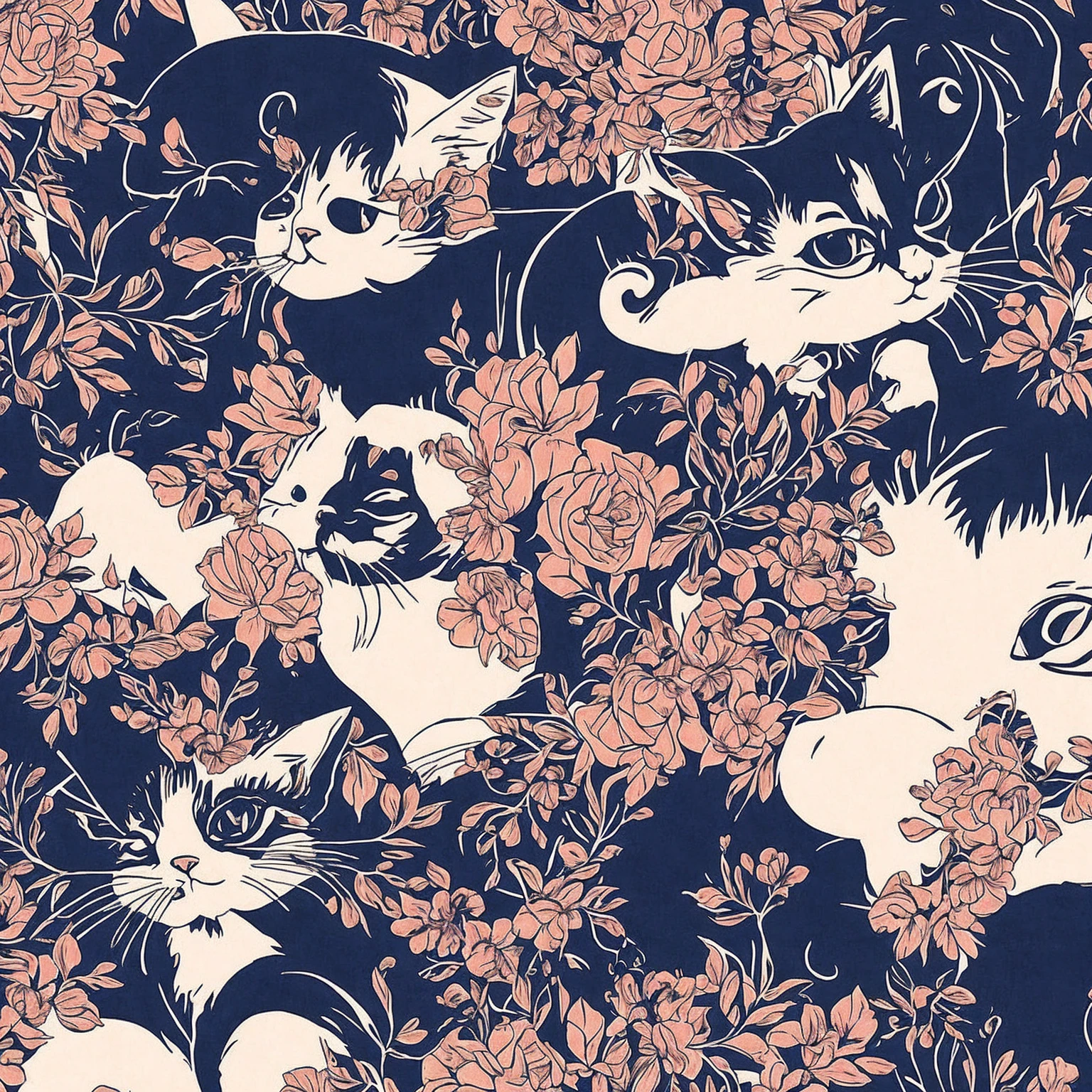 cute cat, kitten, art style 