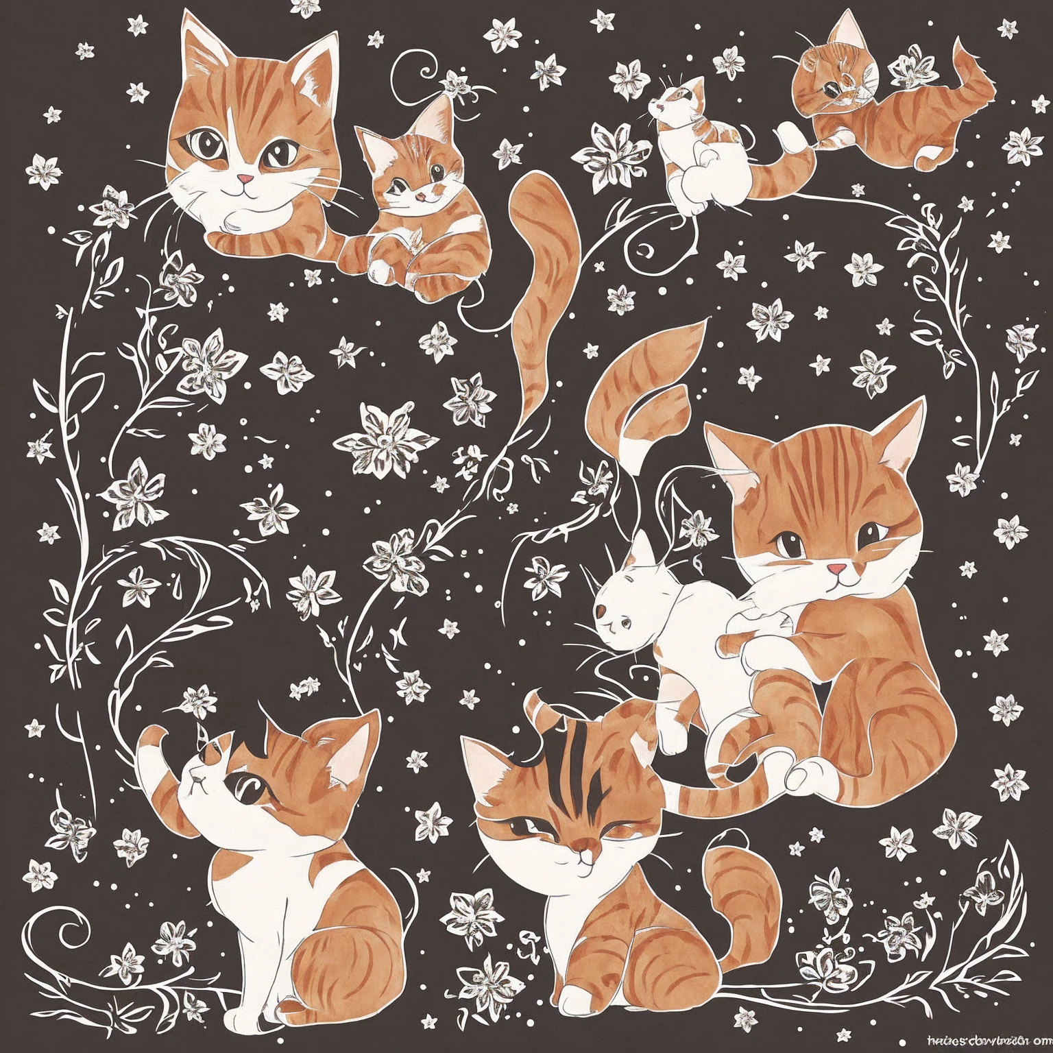 cute cat, kitten, art style