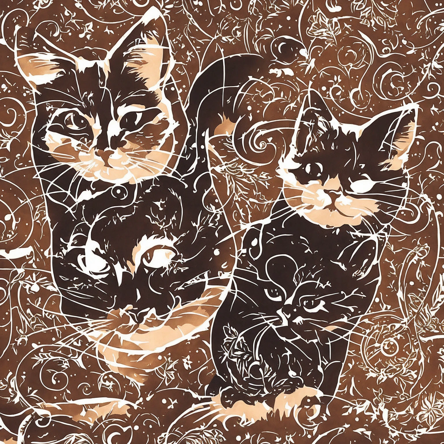 cute cat, kitten, art style 