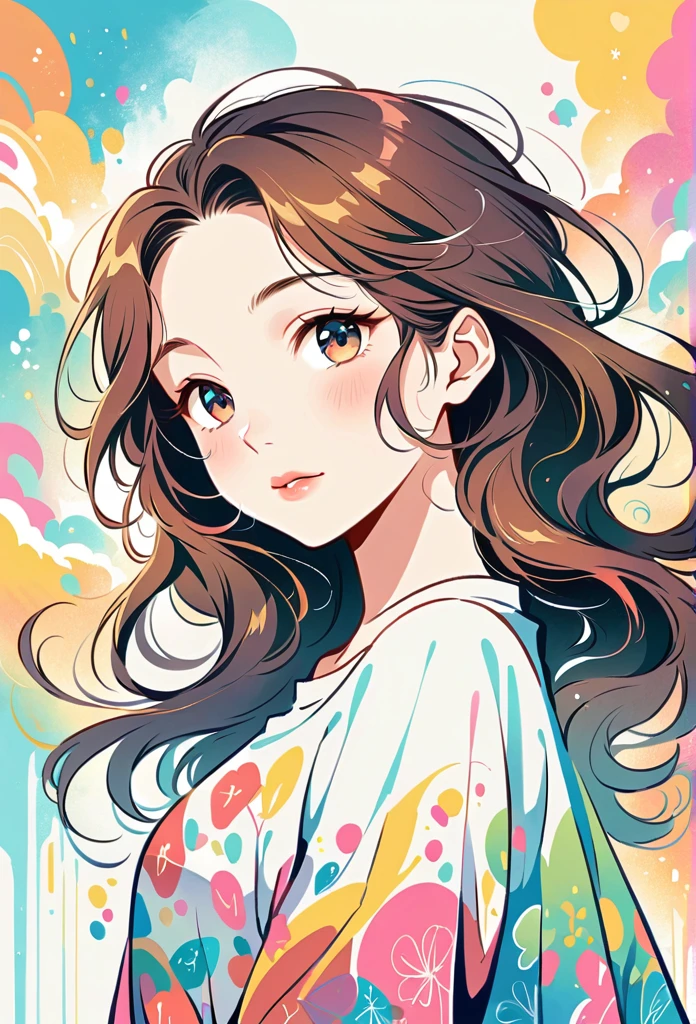 Mai Yoneyama Style、The most beautiful girl of all time、Lips in Love、Colorful hearts、Simple line initials、Abstract art、Urban Background