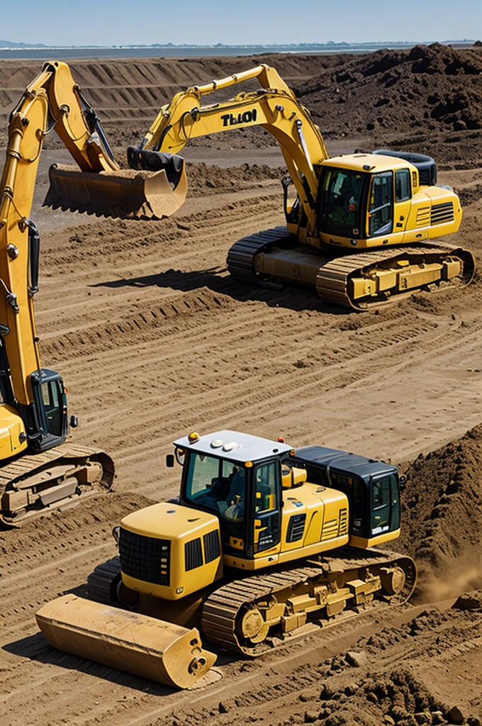Bulldozer and Excavator