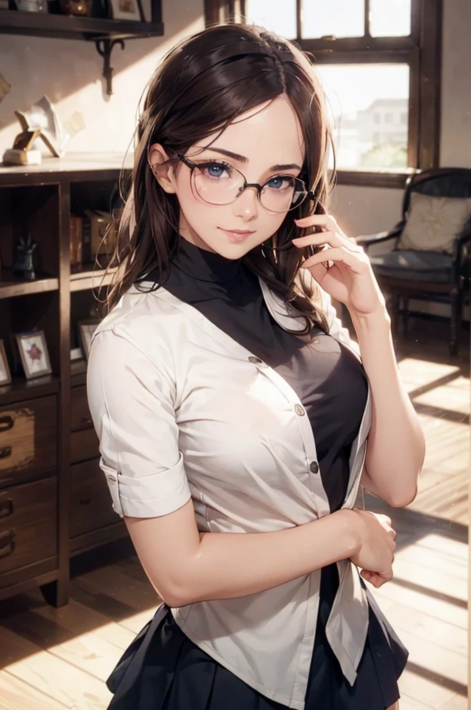 NSFW:1.5,masterpiece, 最high quality, high quality, High resolution, high quality texture, high quality shadows, High resolution, Beautiful details, Detailed CG, Detailed Texture, Realistic representation of face, Realistic, colorful, delicate, Cinematic Light, Side light, Lens flare, Ray Tracing, sharp concentrated, (1 Girl,concentrated:1.3), ( Intricate details, compensate, PureErosFaceV1:0.5), (細部まで美しいdelicateな顔, 緻密で美しいdelicateな瞳, Perfect Facial Proportions, Dense skin, Optimal ratio of four fingers to one thumb, Arms under chest, medium breasts, Wide Hips, Smooth upper abdomen, Tilt,middle hair ,wavy hair , Without hands, 30 years old,Blue Eyes,Glasses, Study,Office Lady, Navy uniform,Glasses,shirt, Tight Skirt,Black Stockings,machine,adultery,house wife,curvy,supright straddle, bich, sweat,missionary,seductive gaze, the gaze of true love, lips of temptation, A look full of compassion ,a smile full of love, i love you, Acting lovey-dovey,