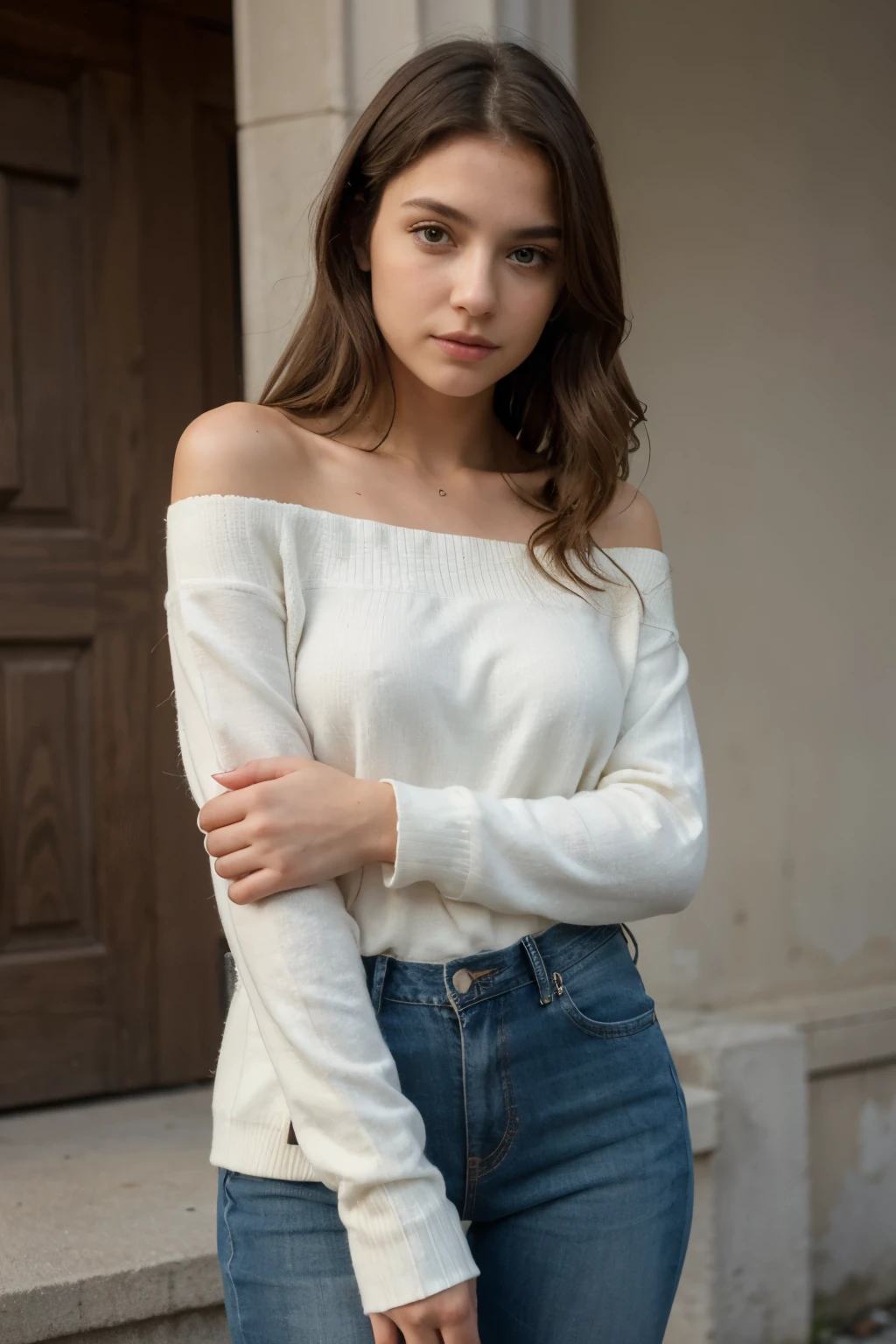 ((Best Quality)), ((Masterpiece)), (detailed), 1 girl, off shoulder sweater,
