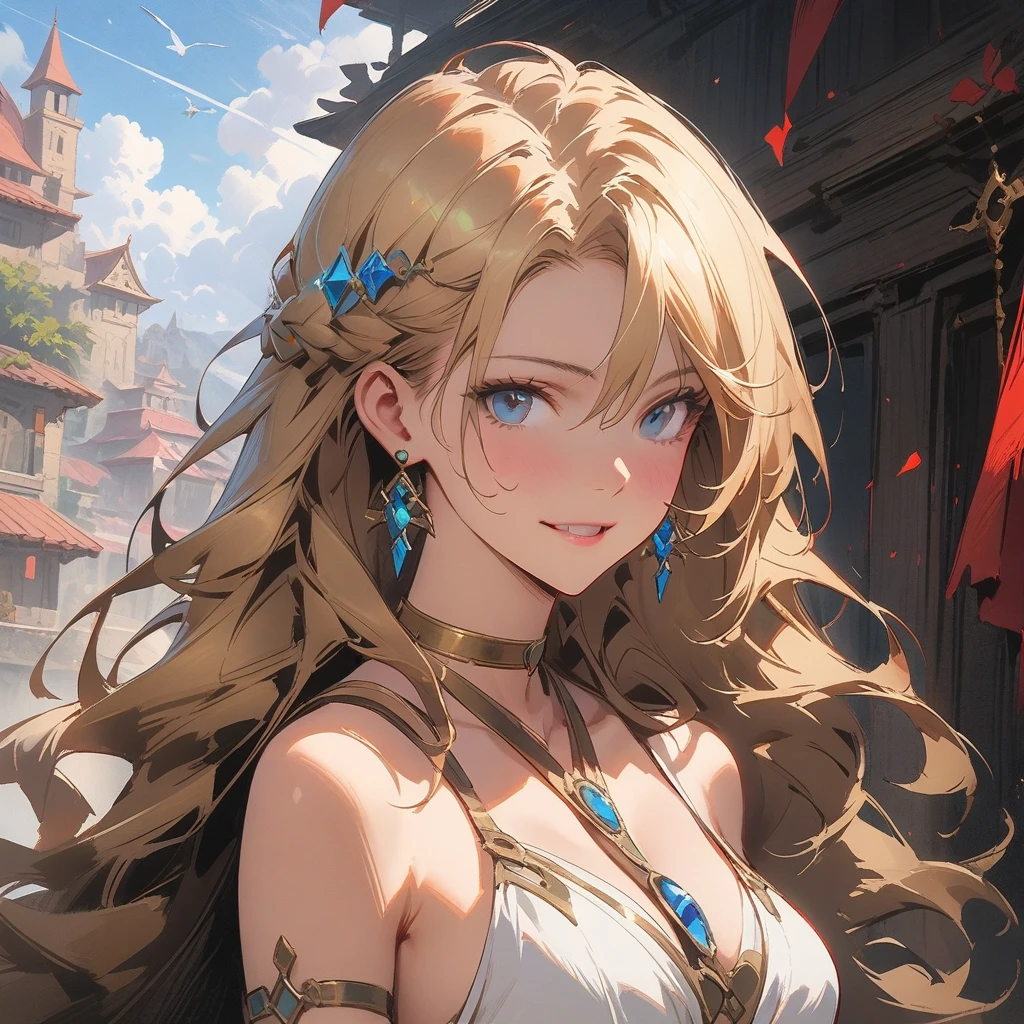  アニメ，long blonde hair，clear blue eyes, white gown, Guweiz, Detailed digital animation artwork, Rostland 8K, Ross trance style, estilo アニメ 4K, Guweiz on ArtStation Pixiv, guweiz on pixiv artstation, High-quality, detailed artwork in 8K, belo アニメ de fantasia, Papel de parede de arte アニメ 4k, Papel de parede de arte アニメ 4k